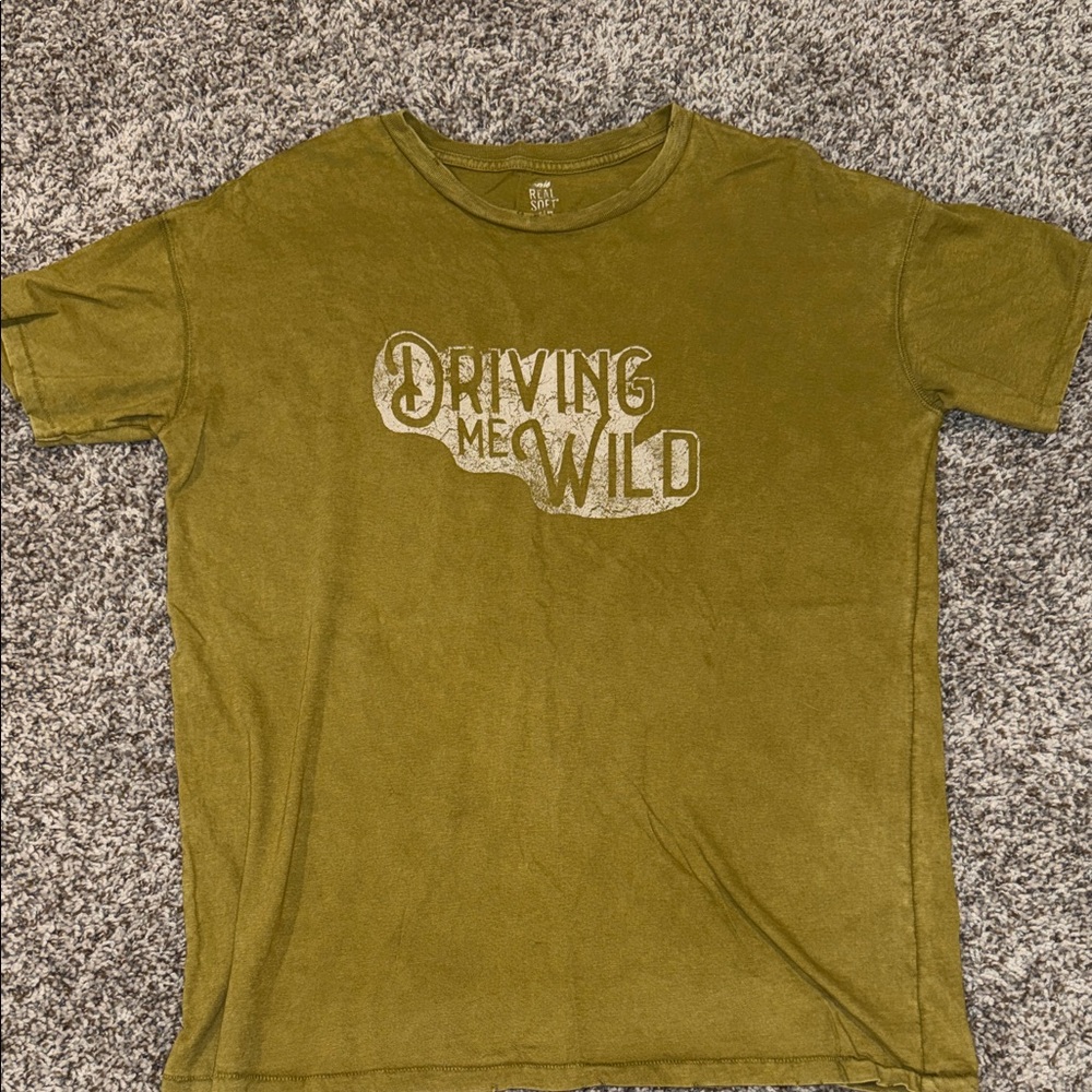 AERIE Olive Green Graphic T-Shirt